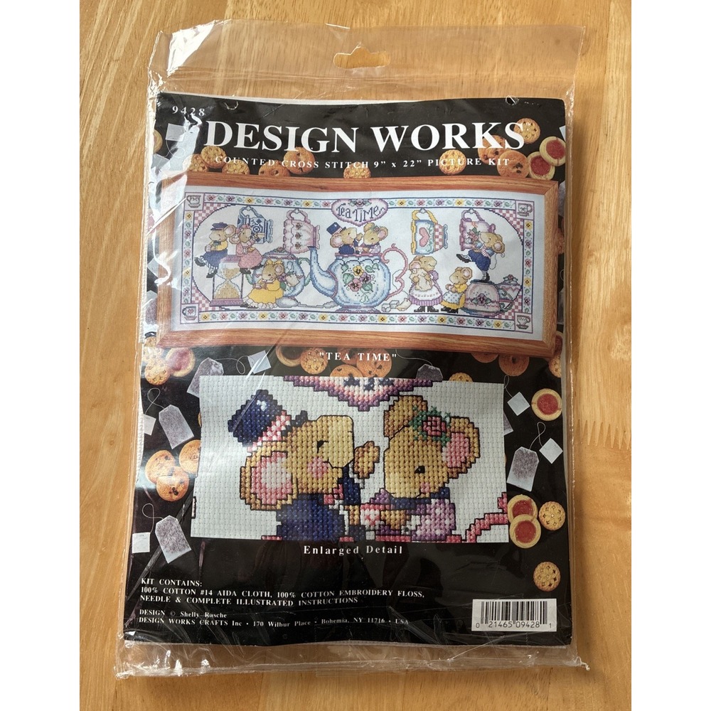 Design Works Counted Cross Stitch Kit Mice Mouse " Tea Time." 9428